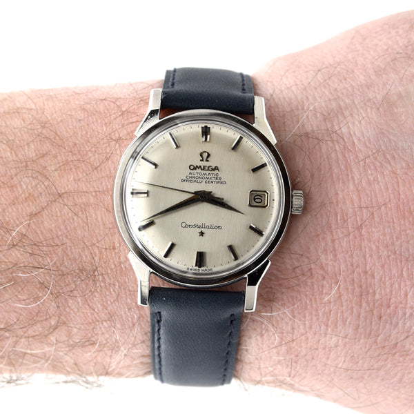 1963 Omega Sharp Constellation Date Automatic Chronometer with Dog Leg Lugs Model 168.005 in Stainless Steel