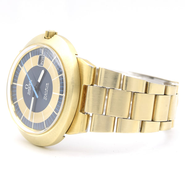 1971 Omega Geneve Dynamic Automatic Date with Gorgeous Two Tone Dial Model 166.039 in Gold Capped
