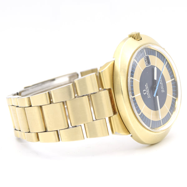1971 Omega Geneve Dynamic Automatic Date with Gorgeous Two Tone Dial Model 166.039 in Gold Capped