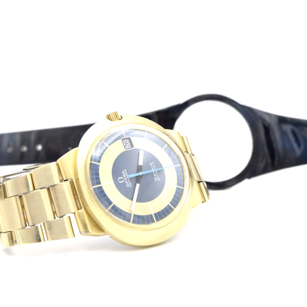 1971 Omega Geneve Dynamic Automatic Date with Gorgeous Two Tone Dial Model 166.039 in Gold Capped