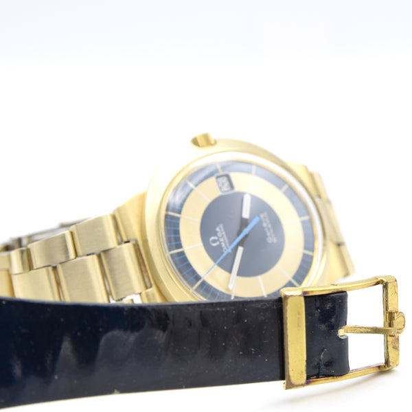 1971 Omega Geneve Dynamic Automatic Date with Gorgeous Two Tone Dial Model 166.039 in Gold Capped