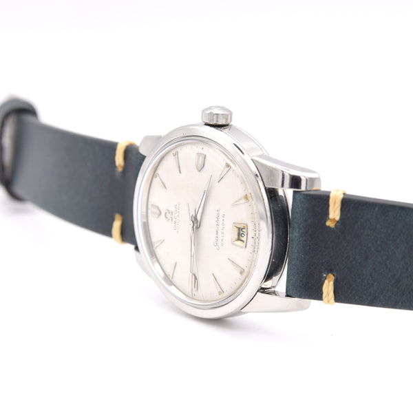 1954 Omega Seamaster bumper Automatic first Date Wristwatch Model 2757 Off-White Dial in Steel