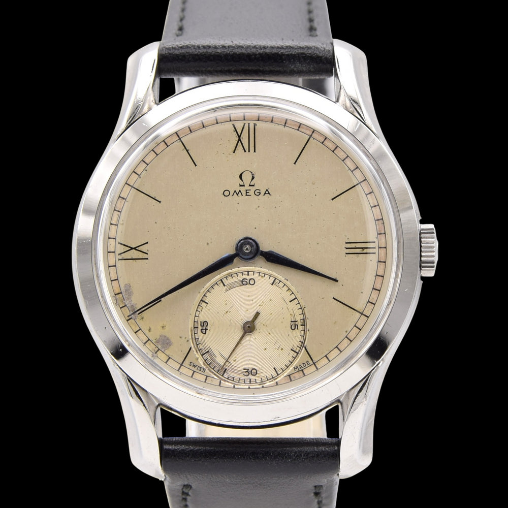 1947 Omega 36mm watch with rare lug design & original Dial Cal 30T2 Model 2487-1 Steel