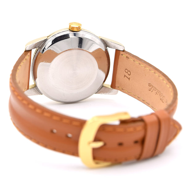 1958 Omega Seamaster Automatic Date Wristwatch Model 2849 with Original Off-White Dial Gold on steel case