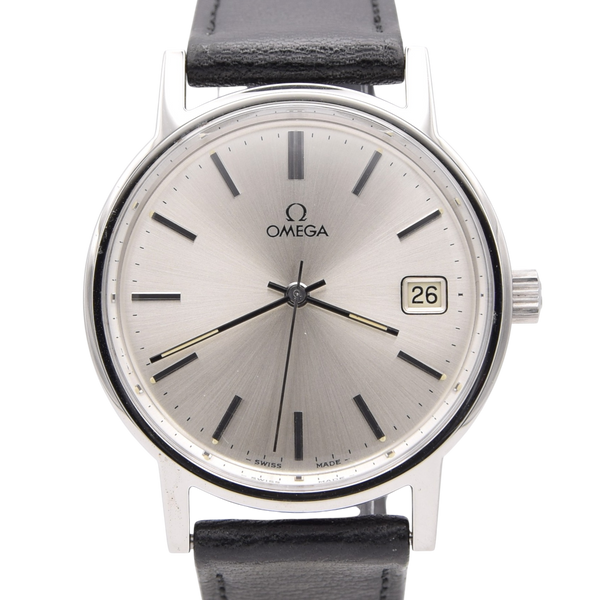 1975 Omega classic manual Wind Date Dress Watch Model 136.0104 in Stainless Steel like new