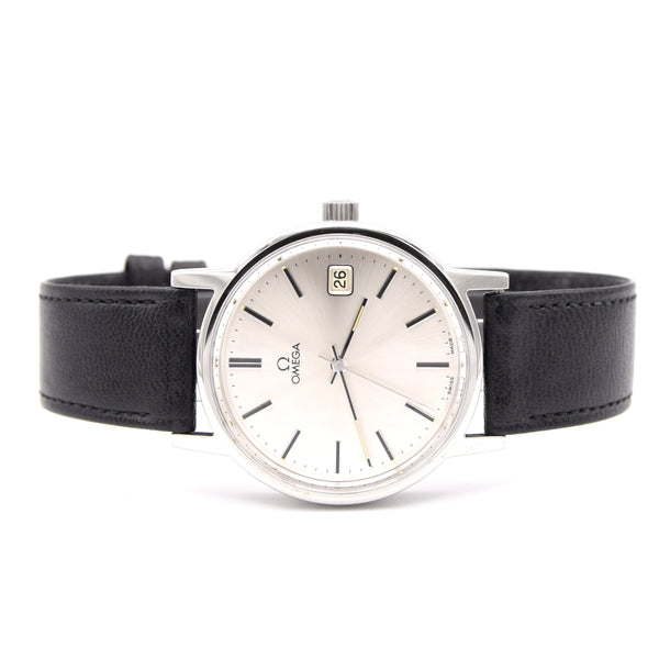 1975 Omega classic manual Wind Date Dress Watch Model 136.0104 in Stainless Steel like new