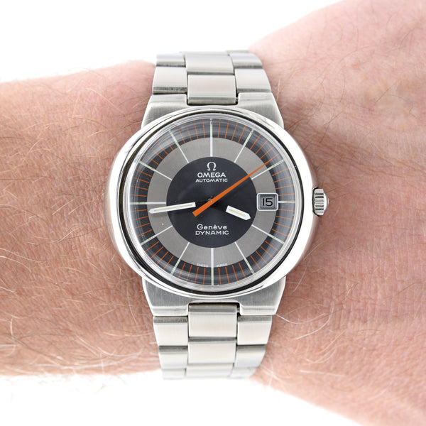 1973 Omega Geneve Dynamic Automatic with Rarer Grey bulls eye Dial 166.175 in Stainless Steel on Bracelet
