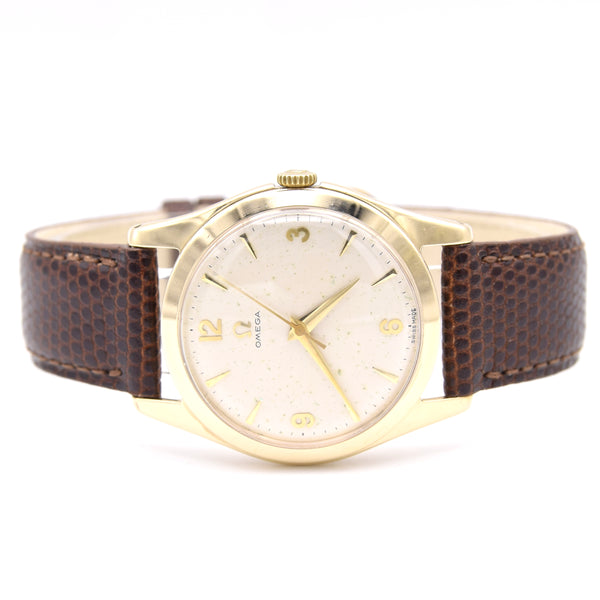 1956 Omega Dress Watch in Solid 9ct Gold English Case Model 12302 all original cal 420