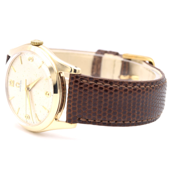 1956 Omega Dress Watch in Solid 9ct Gold English Case Model 12302 all original cal 420