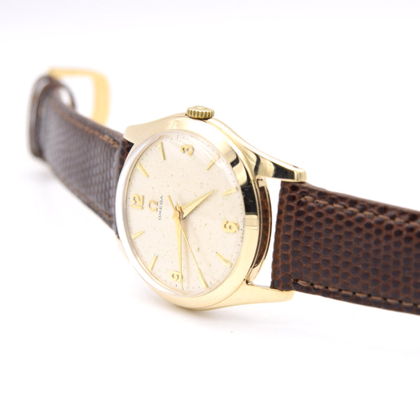 1956 Omega Dress Watch in Solid 9ct Gold English Case Model 12302 all original cal 420