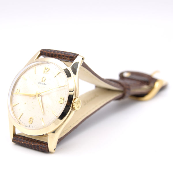 1956 Omega Dress Watch in Solid 9ct Gold English Case Model 12302 all original cal 420