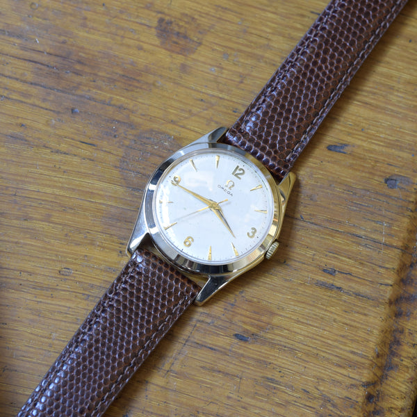 1956 Omega Dress Watch in Solid 9ct Gold English Case Model 12302 all original cal 420