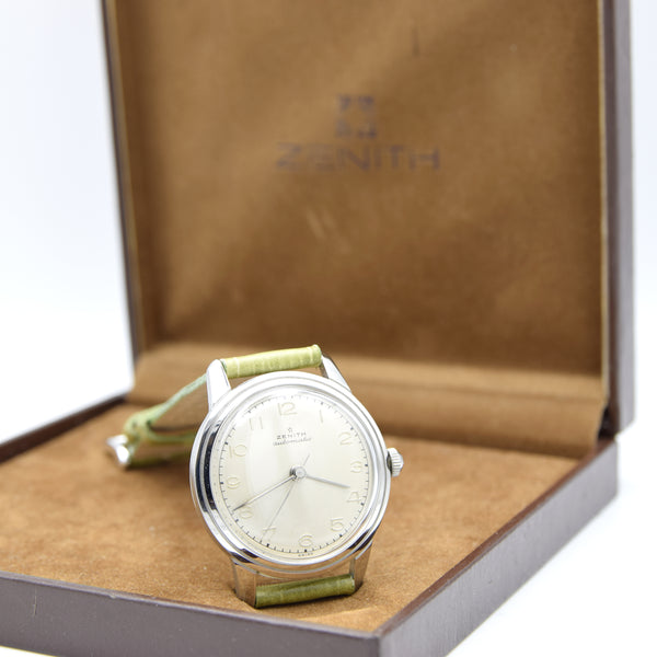 1949 Zenith steel bumper Automatic with stunning original dial in steel caliber 133