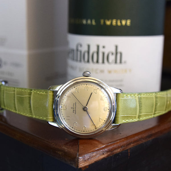 1949 Zenith steel bumper Automatic with stunning original dial in steel caliber 133