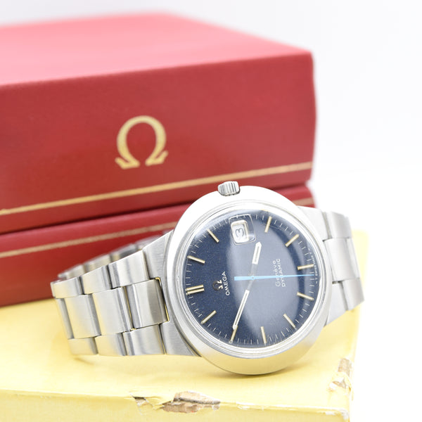 1969 Omega Geneve  dynamic with Gorgeous matte blue Dial Model 136.033 in steel with box