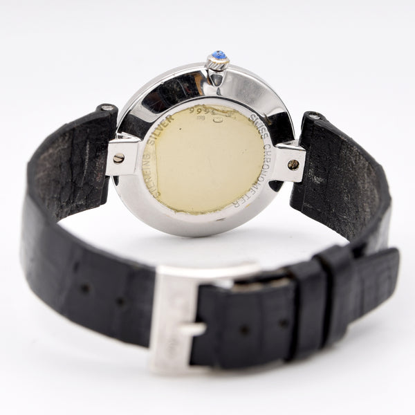 1977 Alfred Dunhill silver 925 sterling 'Green Bulls eye' swiss quartz dress Wristwatch with strap - buckle - box (Copy)