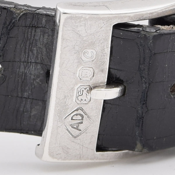 1977 Alfred Dunhill silver 925 sterling 'Green Bulls eye' swiss quartz dress Wristwatch with strap - buckle - box (Copy)