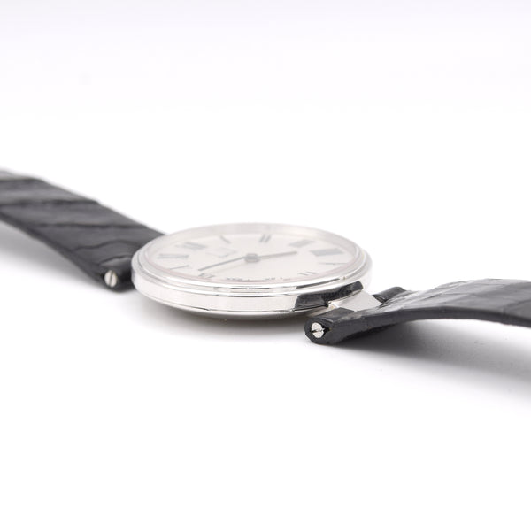 1977 Alfred Dunhill silver 925 sterling 'Green Bulls eye' swiss quartz dress Wristwatch with strap - buckle - box (Copy)