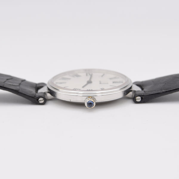 1977 Alfred Dunhill silver 925 sterling 'Green Bulls eye' swiss quartz dress Wristwatch with strap - buckle - box (Copy)
