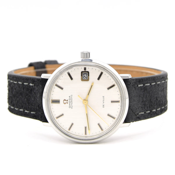 1968 Omega Deville steel Automatic all original satin Dial date Model 166.033 Mint condition