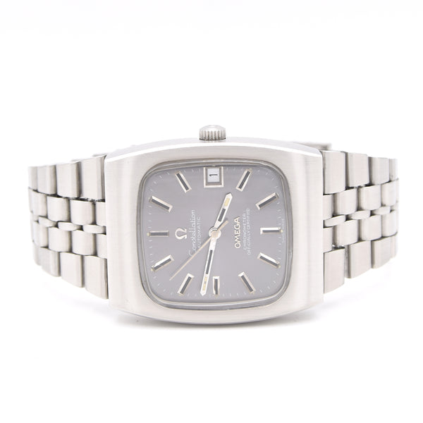 1974 Omega Constellation Chronometer Wristwatch Model 168.0058 Rare sunburst Grey Dial in Stainless Steel