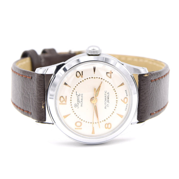 1950s Regent Swiss NOS unused automatic classic watch with attractive Concentric dial unisex