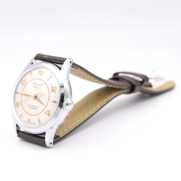 1950s Regent Swiss NOS unused automatic classic watch with attractive Concentric dial unisex