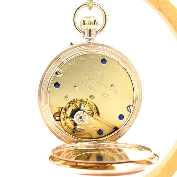 1924 Jw Benson of London solid 9ct gold English made half hunter pocket watch with original box