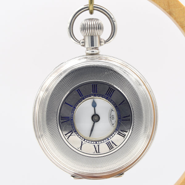 1920 Rare Solid Silver Waltham Half Hunter - Extra Heavy 2oz English Case - 17 Jewel Bartlett Movement