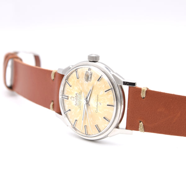 1966 Omega Constellation Date Automatic Chronometer with Dog Leg Lugs onyx batons Model 168.005 in Stainless Steel