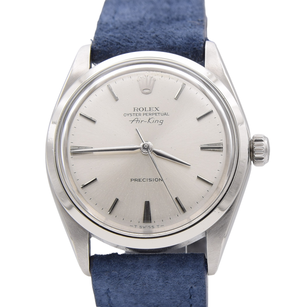 1965 Rolex Oyster Perpetual Air King Precision Model 5500 Rare 'No Lume' with satin silvered Dial in Stainless Steel