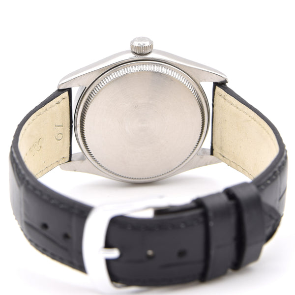 1948 Tudor Oyster Ref 7804 steel watch with original explorer-style dial, 34mm, patent Oyster crown