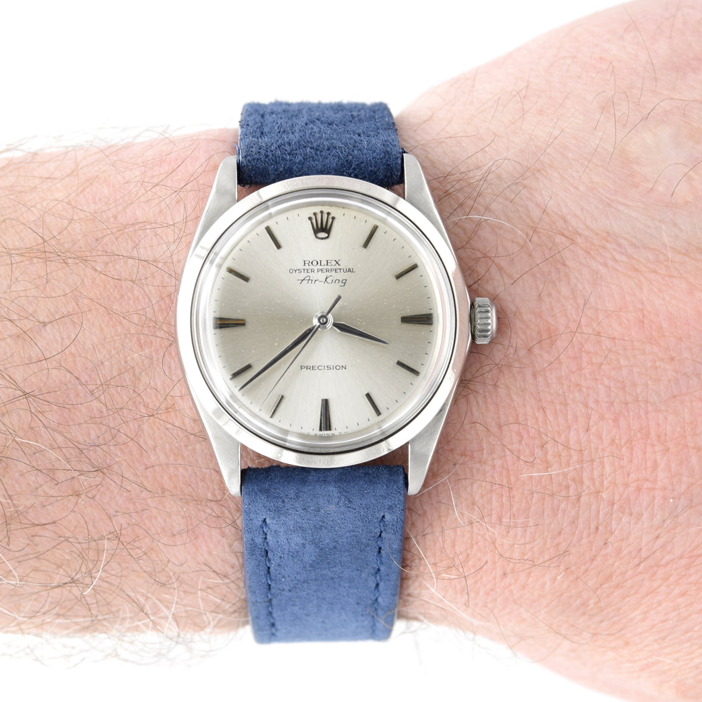 1965 Rolex Oyster Perpetual Air King Precision Model 5500 Rare 'No Lume' with satin silvered Dial in Stainless Steel