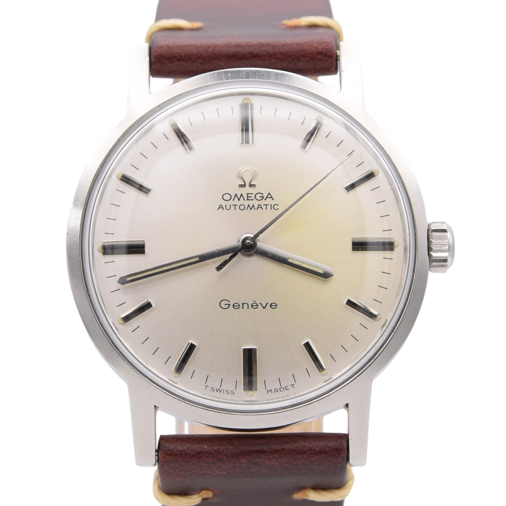 1968 Omega sharp Geneve Automatic Model 165.070 with Stunning original silver satin dial + Box