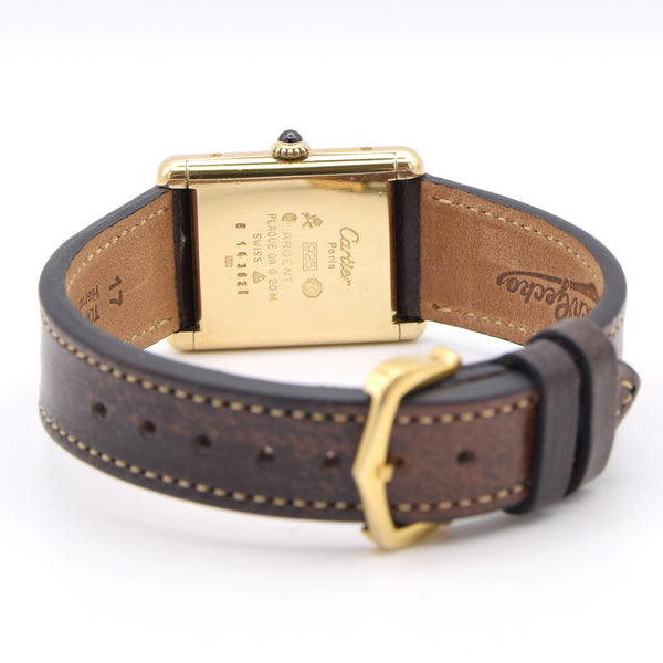 1970s Classic  Rare Cartier Tank Must De with 'Lemon' Roman Numeral Dial box, Buckle & Card