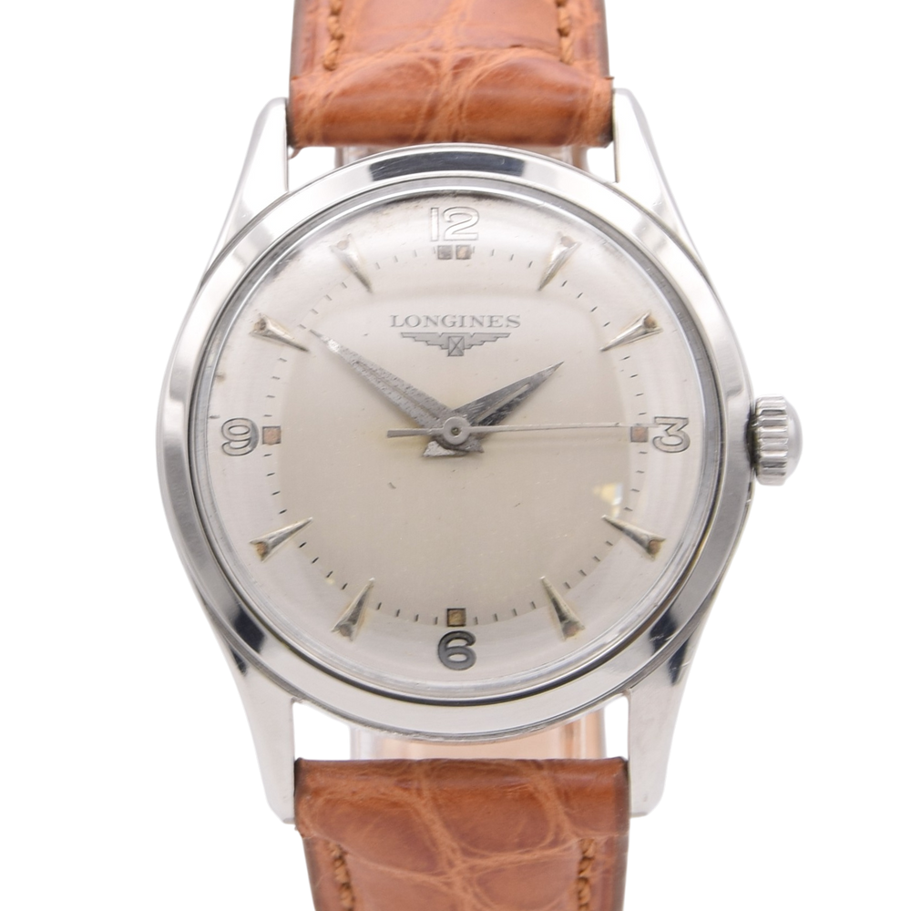 1955 Longines Manual Wind Wristwatch Model 6403 with Gorgeous Original Two Tone Dial Cal 23z