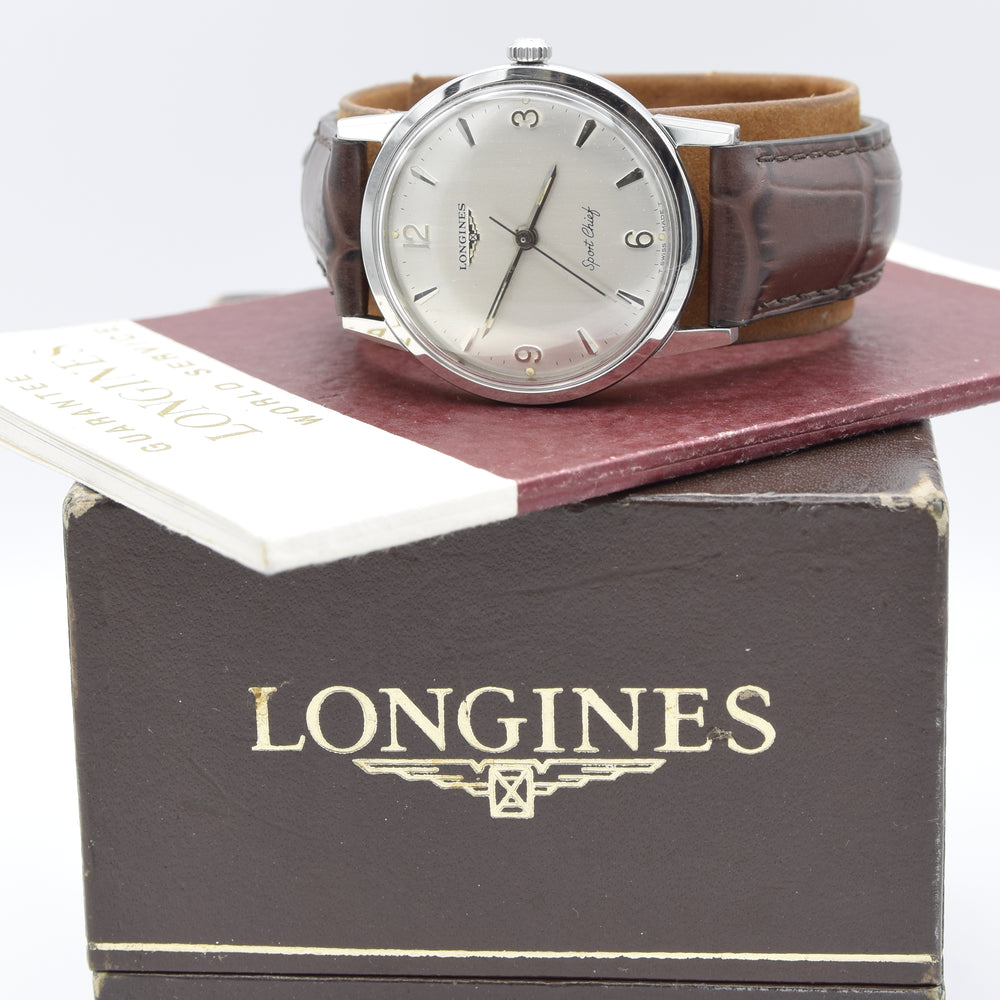 1966 / 67 Longines Sport Chief Manual Wind in Stainless Steel Model 7272 Circa Box & Papers