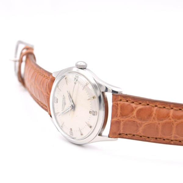 1955 Longines Manual Wind Wristwatch Model 6403 with Gorgeous Original Two Tone Dial Cal 23z