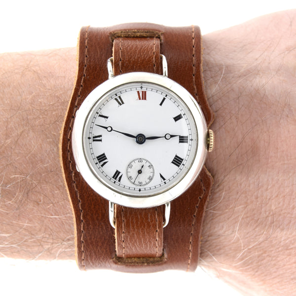 1910 Omega Rare & Antique wristwatch one of the first Trench Historical pieces in solid sterling silver