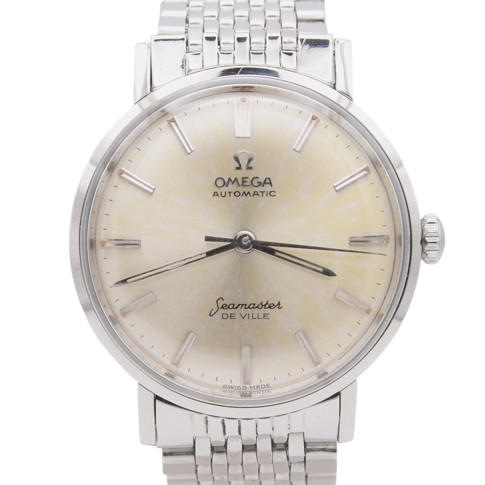 1962 Omega Seamaster Automatic De Ville tanned Dial Model 14765 Cal 552 on Flat Beads of Rice Bracelet