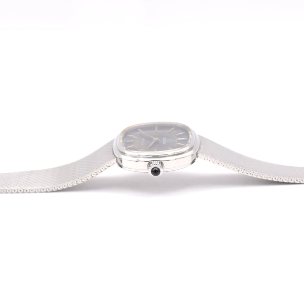 1977 Omega De Ville ladies wristwatch ref 711.2029 satin blue patina dial - integral bracelet + box