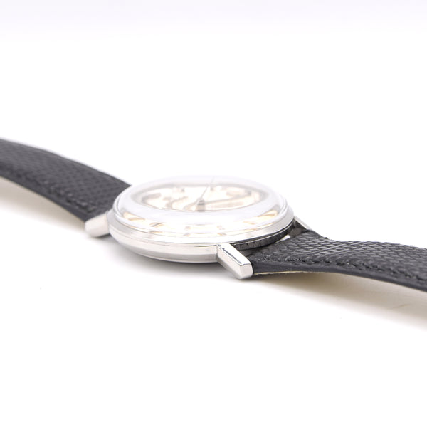 1963 Omega Automatic Seamaster De Ville Date Model 166.020 Wristwatch with Linen Dial - Hippocampus
