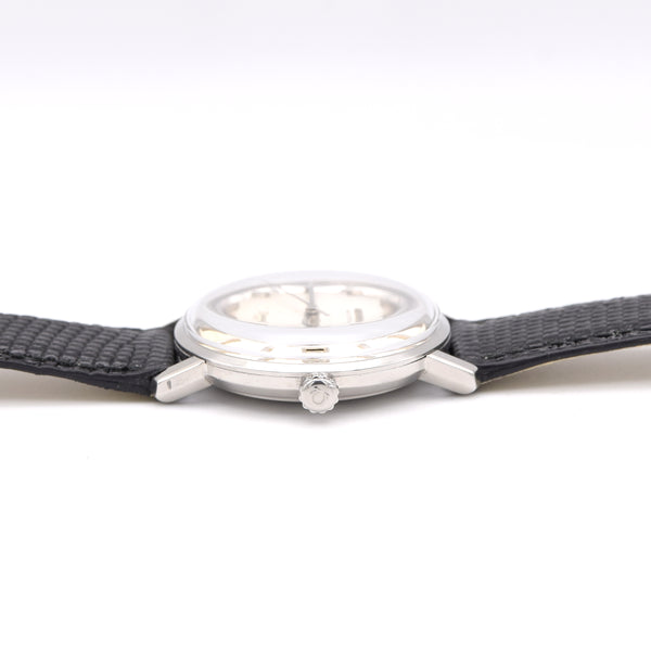 1963 Omega Automatic Seamaster De Ville Date Model 166.020 Wristwatch with Linen Dial - Hippocampus