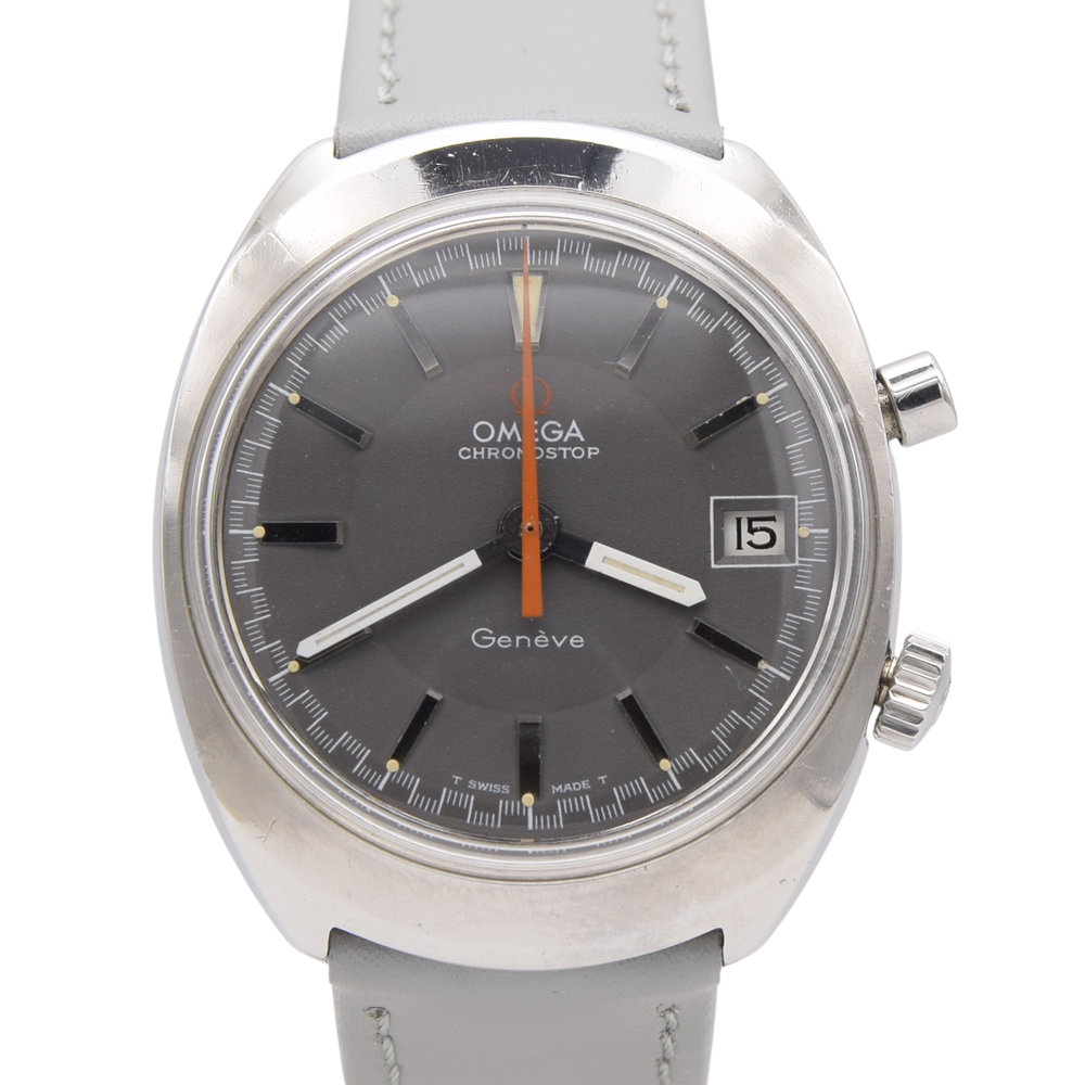 1969 Omega Chronostop Genéve Date Model 146.009 Grey Sloped Dial in Stainless Steel 920