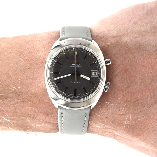1969 Omega Chronostop Genéve Date Model 146.009 Grey Sloped Dial in Stainless Steel 920