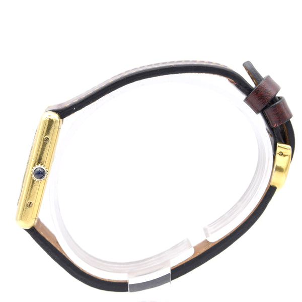 1970s Classic Rare Cartier Mechanical Tank Must De with 'Lemon' Roman Numeral Dial + Buckle