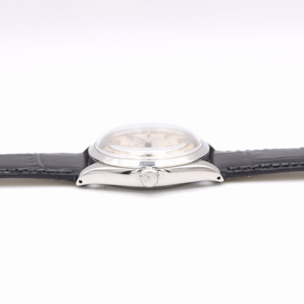 1965 Rolex Oyster Perpetual chronometer certified Model 1002 with satin silvered Dial in Stainless Steel