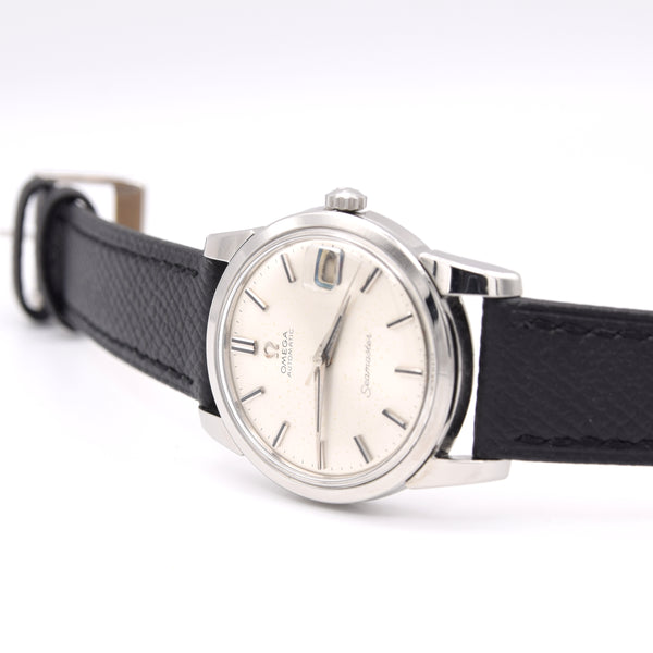 1965 Omega Automatic Seamaster Model 166.009 Calendar Model steel with onyx baton dial