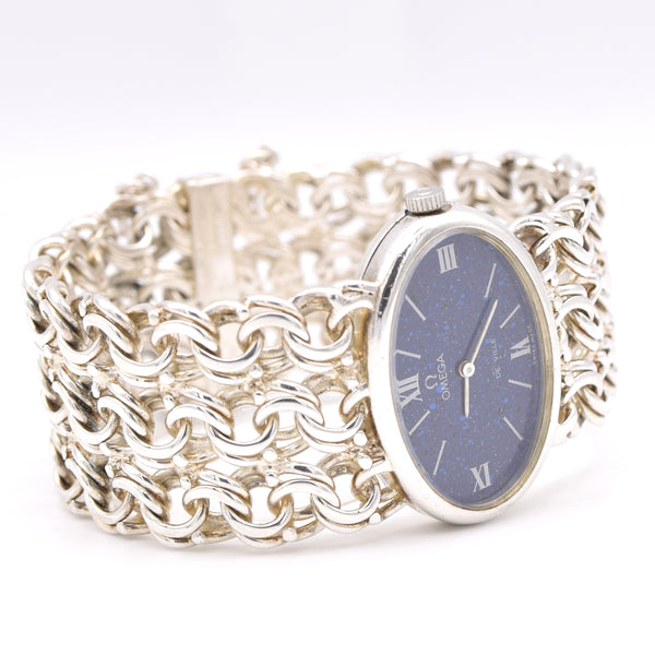 1973 Omega Rare & unusual De Ville “Jeux D’Argent” lapis 8349 silver Bracelet Watch Andrew Grima inspired