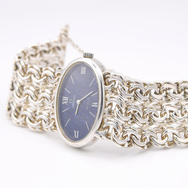 1973 Omega Rare & unusual De Ville “Jeux D’Argent” lapis 8349 silver Bracelet Watch Andrew Grima inspired